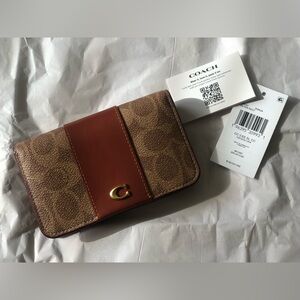 Coach Leather Wallet in Brown and Tan